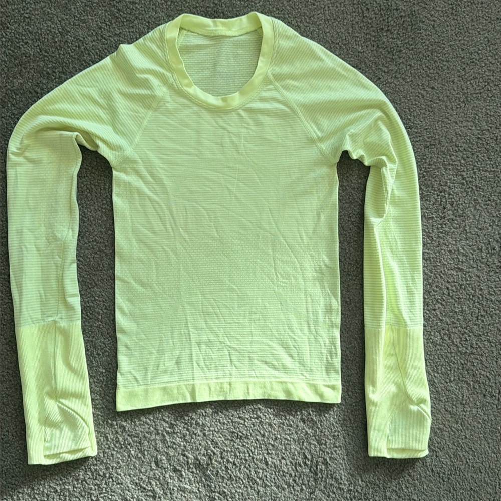 Lululemon Swifty, long sleeve bright yellow, not light yellow
